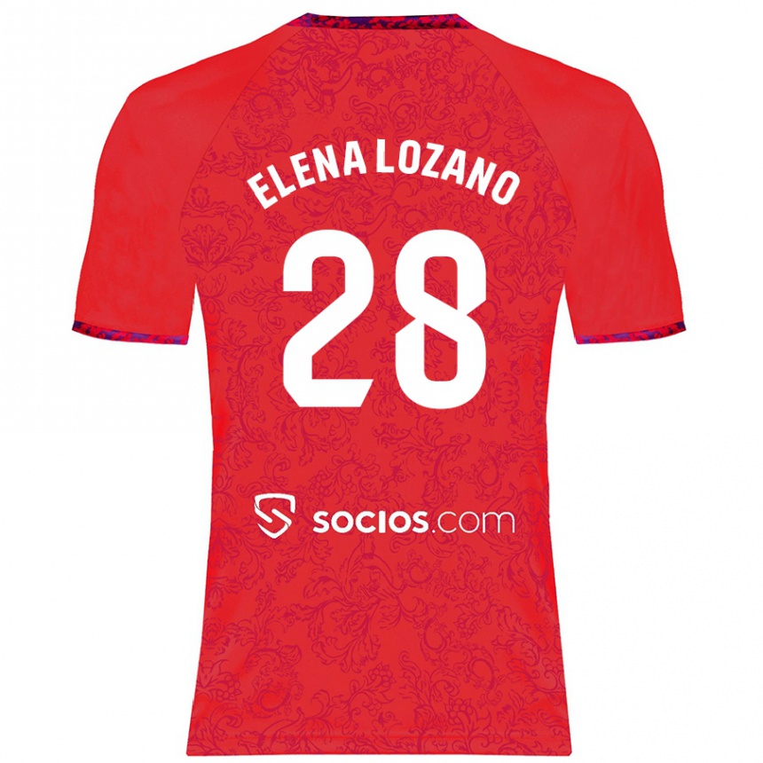 Gyermek Labdarúgás Elena Lozano Gallego #28 Piros Idegenbeli Jersey 2024/25 Mez Póló Ing