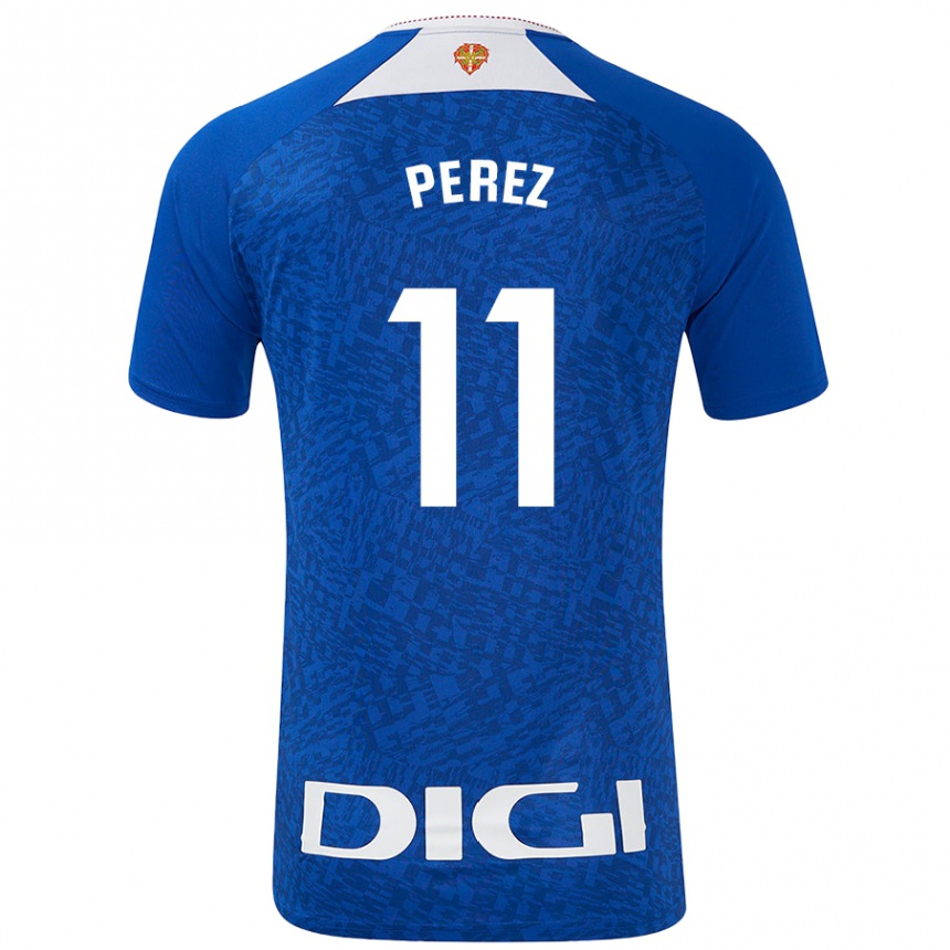 Gyermek Labdarúgás Adrián Pérez #11 Királykék Idegenbeli Jersey 2024/25 Mez Póló Ing