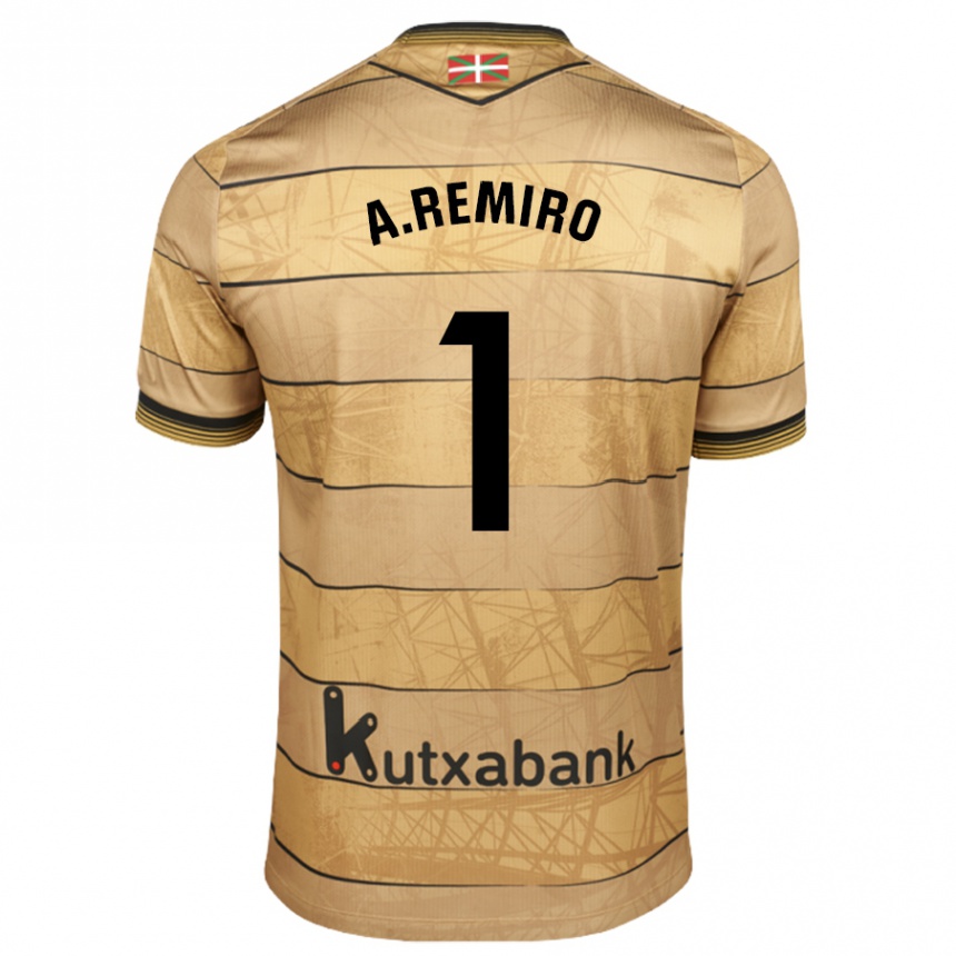 Gyermek Labdarúgás Álex Remiro #1 Barna Idegenbeli Jersey 2024/25 Mez Póló Ing