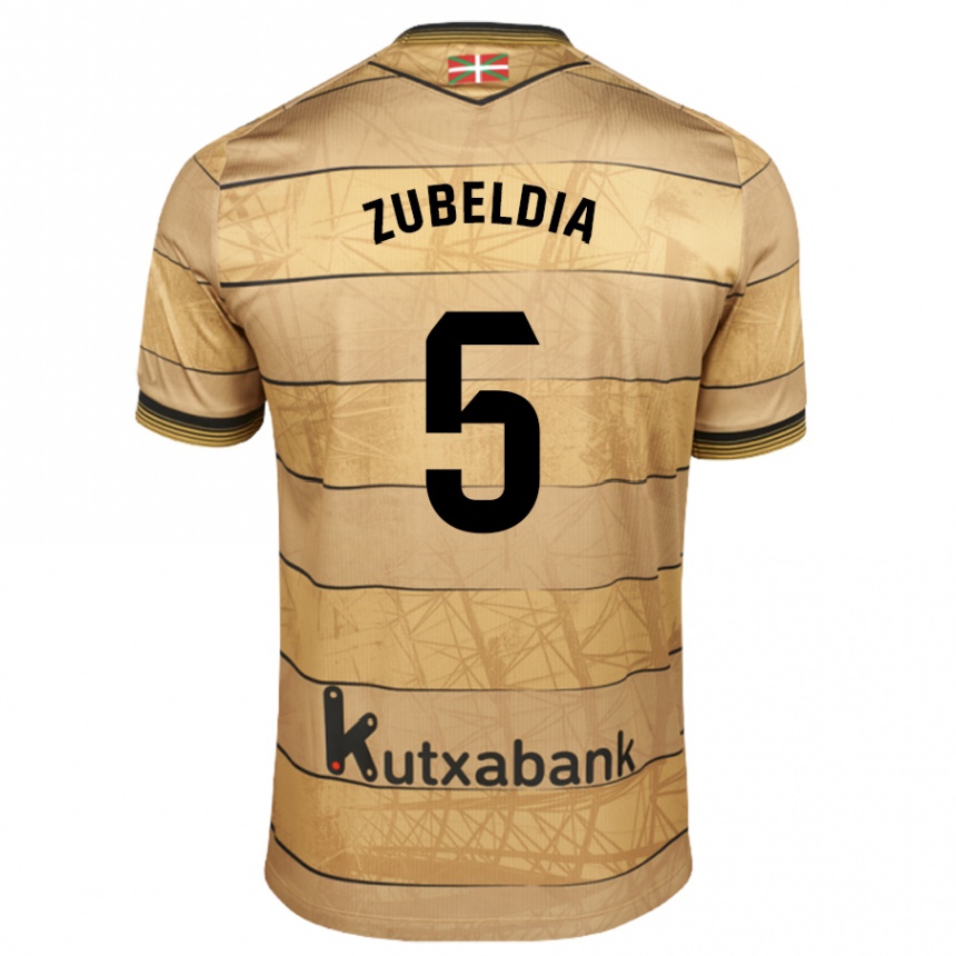 Gyermek Labdarúgás Igor Zubeldia #5 Barna Idegenbeli Jersey 2024/25 Mez Póló Ing