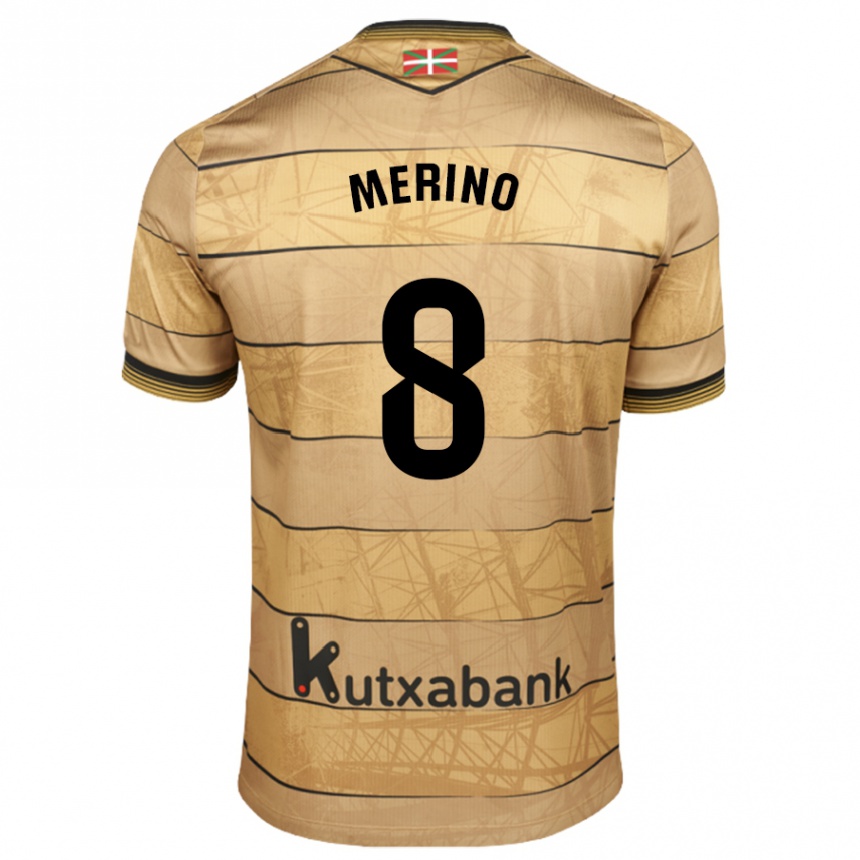 Gyermek Labdarúgás Mikel Merino #8 Barna Idegenbeli Jersey 2024/25 Mez Póló Ing