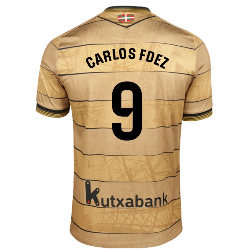 Gyermek Labdarúgás Carlos Fernández #9 Barna Idegenbeli Jersey 2024/25 Mez Póló Ing