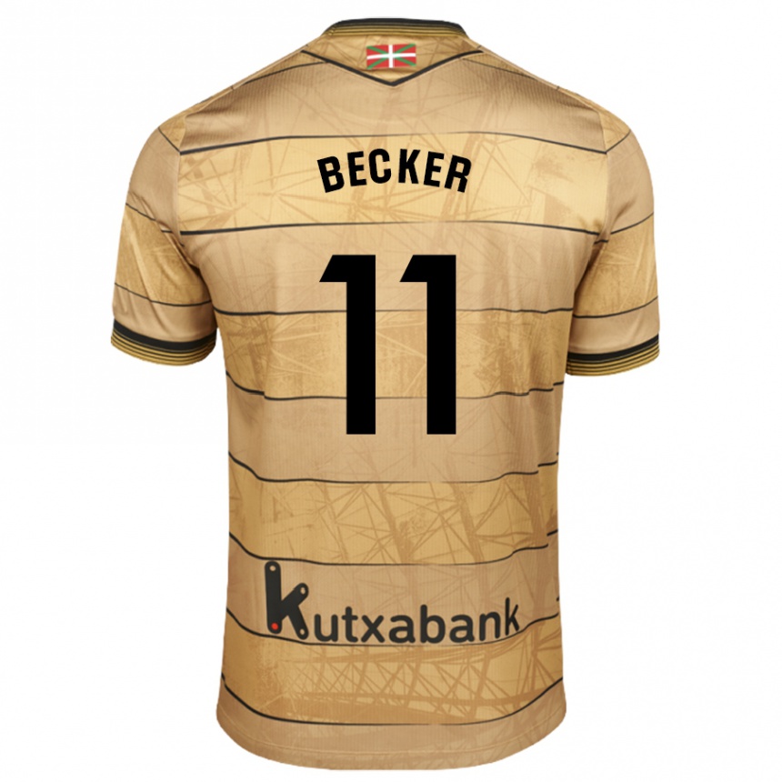 Gyermek Labdarúgás Sheraldo Becker #11 Barna Idegenbeli Jersey 2024/25 Mez Póló Ing