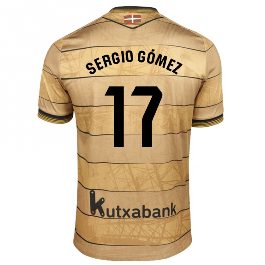 Gyermek Labdarúgás Sergio Gómez #17 Barna Idegenbeli Jersey 2024/25 Mez Póló Ing