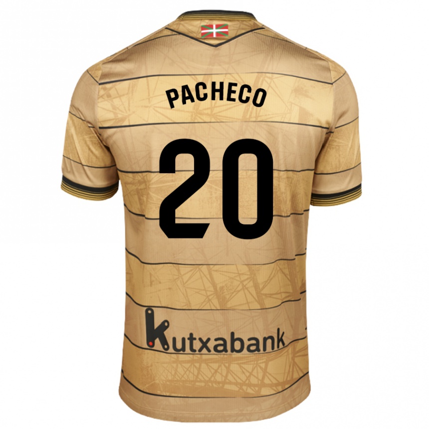 Gyermek Labdarúgás Jon Pacheco #20 Barna Idegenbeli Jersey 2024/25 Mez Póló Ing