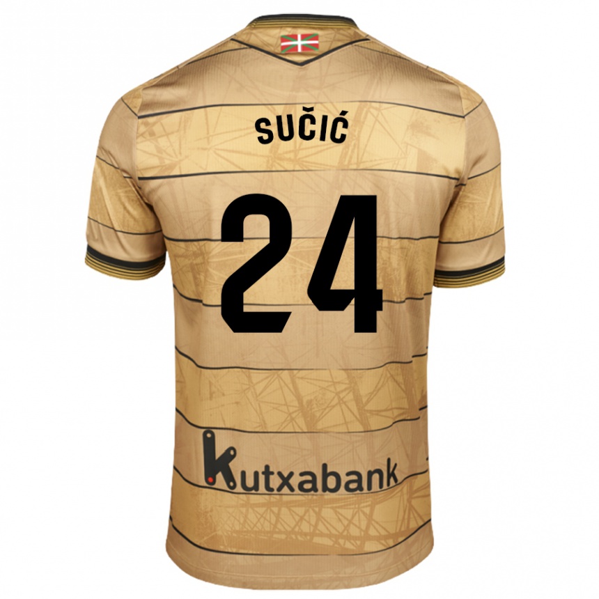 Gyermek Labdarúgás Luka Sucic #24 Barna Idegenbeli Jersey 2024/25 Mez Póló Ing