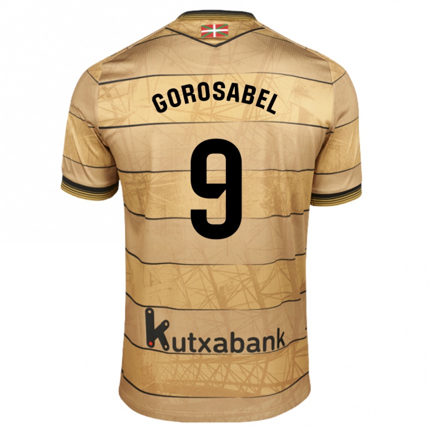 Gyermek Labdarúgás Jakes Gorosabel #9 Barna Idegenbeli Jersey 2024/25 Mez Póló Ing