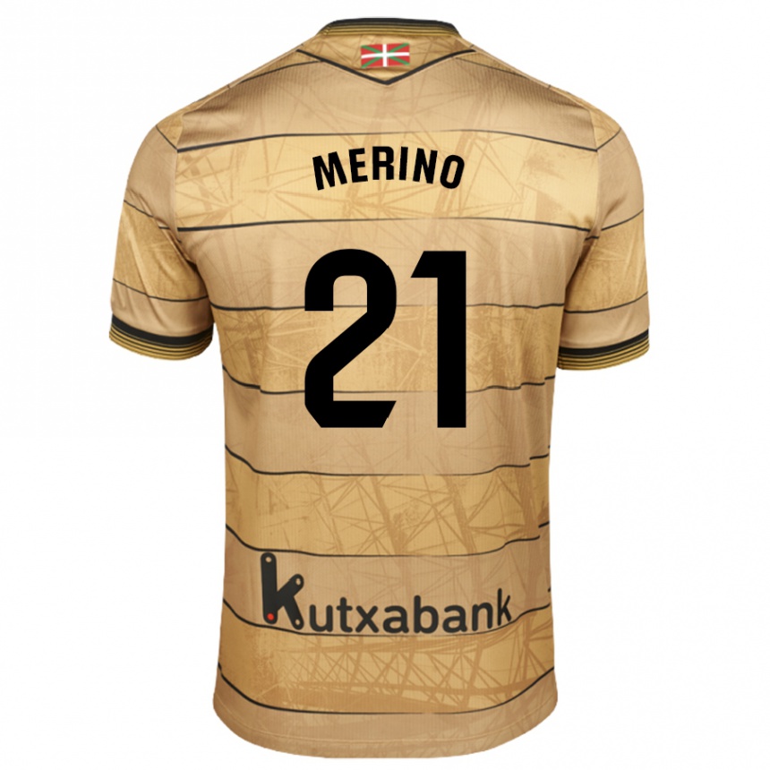 Gyermek Labdarúgás Jon Merino #21 Barna Idegenbeli Jersey 2024/25 Mez Póló Ing