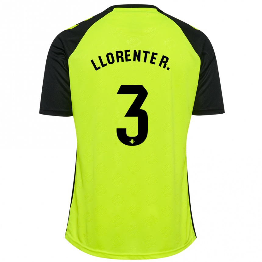 Gyermek Labdarúgás Diego Llorente #3 Fluoreszkáló Sárga Fekete Idegenbeli Jersey 2024/25 Mez Póló Ing