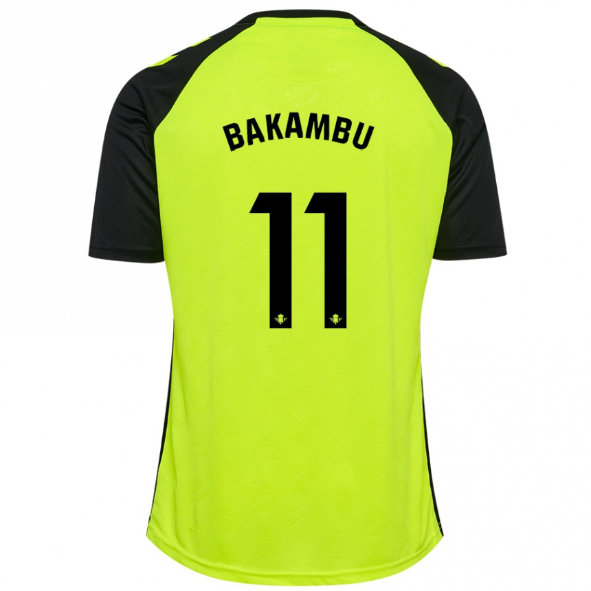 Gyermek Labdarúgás Cedric Bakambu #11 Fluoreszkáló Sárga Fekete Idegenbeli Jersey 2024/25 Mez Póló Ing