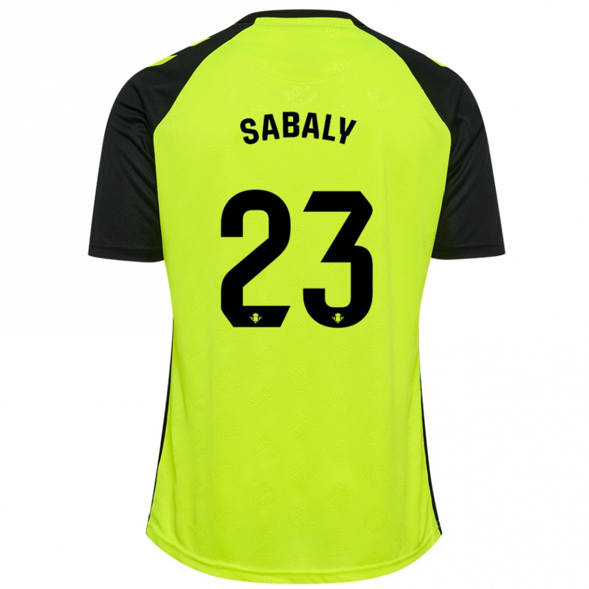 Gyermek Labdarúgás Youssouf Sabaly #23 Fluoreszkáló Sárga Fekete Idegenbeli Jersey 2024/25 Mez Póló Ing