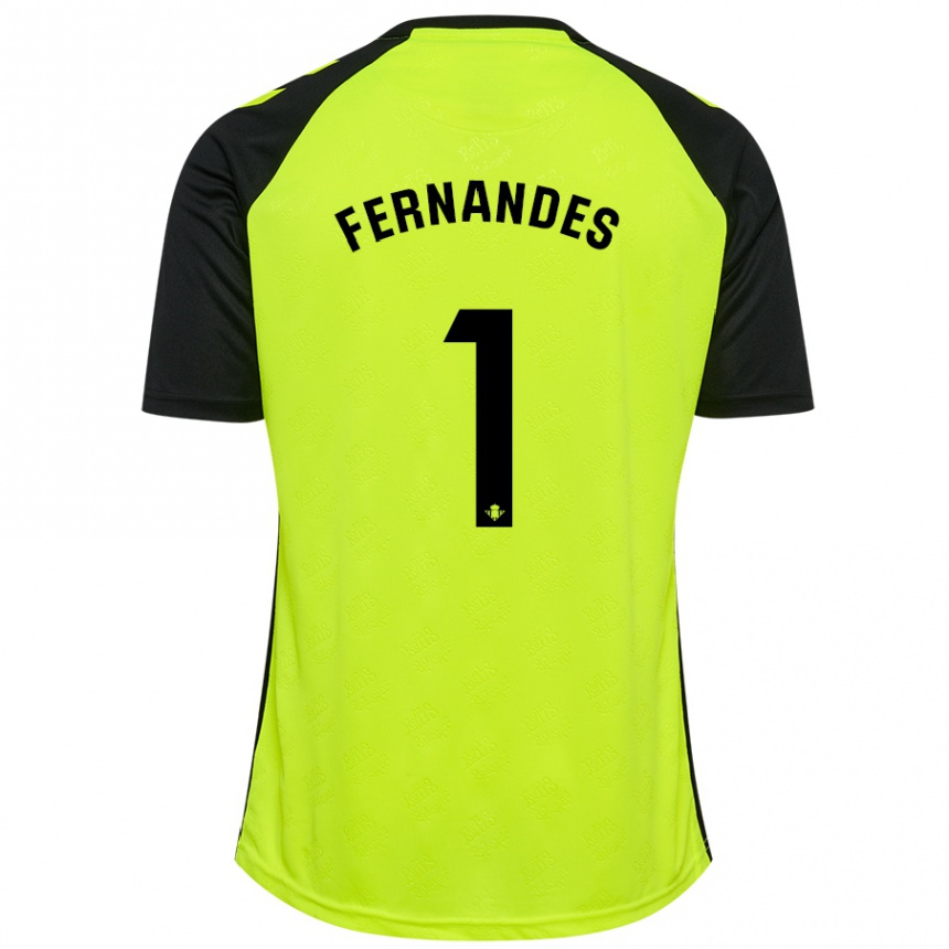 Gyermek Labdarúgás Guilherme Fernandes #1 Fluoreszkáló Sárga Fekete Idegenbeli Jersey 2024/25 Mez Póló Ing