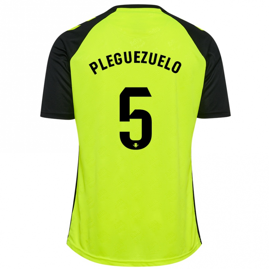 Gyermek Labdarúgás Xavi Pleguezuelo #5 Fluoreszkáló Sárga Fekete Idegenbeli Jersey 2024/25 Mez Póló Ing