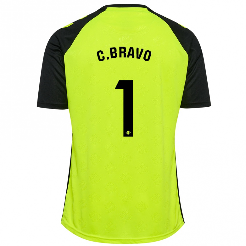 Gyermek Labdarúgás Claudio Bravo #1 Fluoreszkáló Sárga Fekete Idegenbeli Jersey 2024/25 Mez Póló Ing