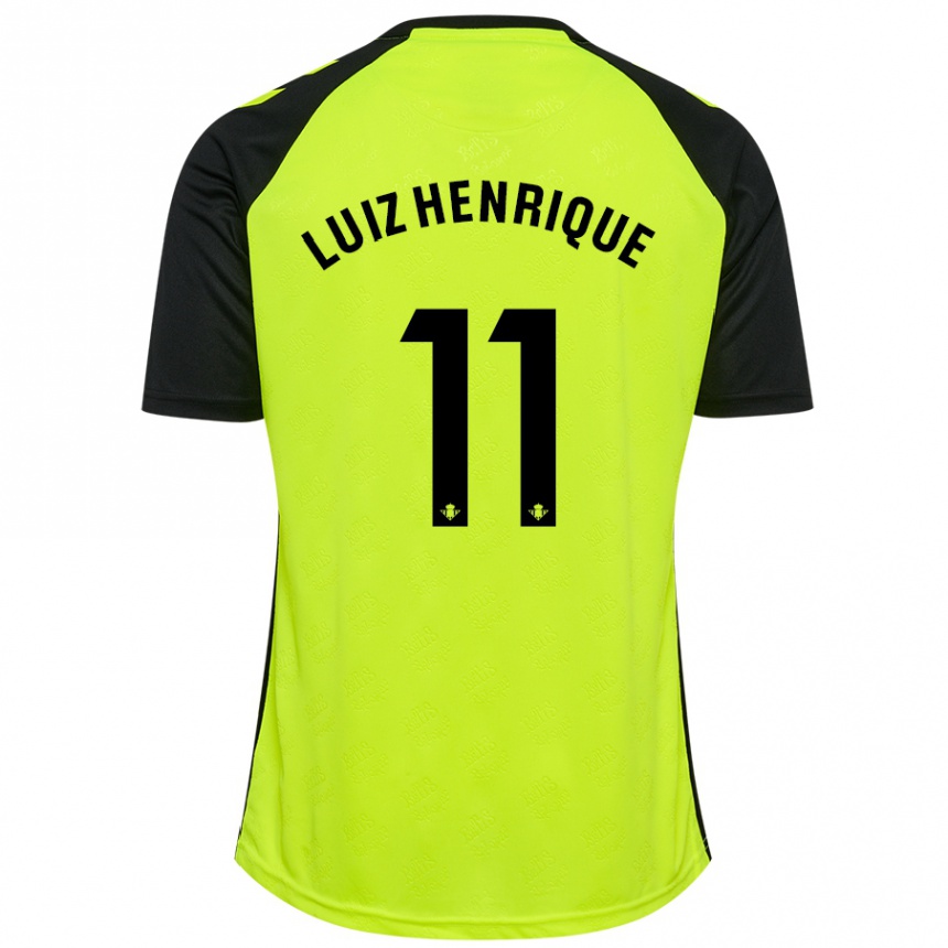 Gyermek Labdarúgás Luiz Henrique #11 Fluoreszkáló Sárga Fekete Idegenbeli Jersey 2024/25 Mez Póló Ing