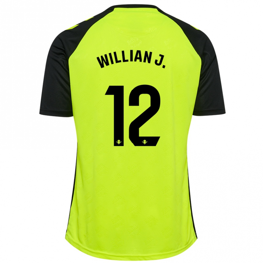 Gyermek Labdarúgás Willian José #12 Fluoreszkáló Sárga Fekete Idegenbeli Jersey 2024/25 Mez Póló Ing