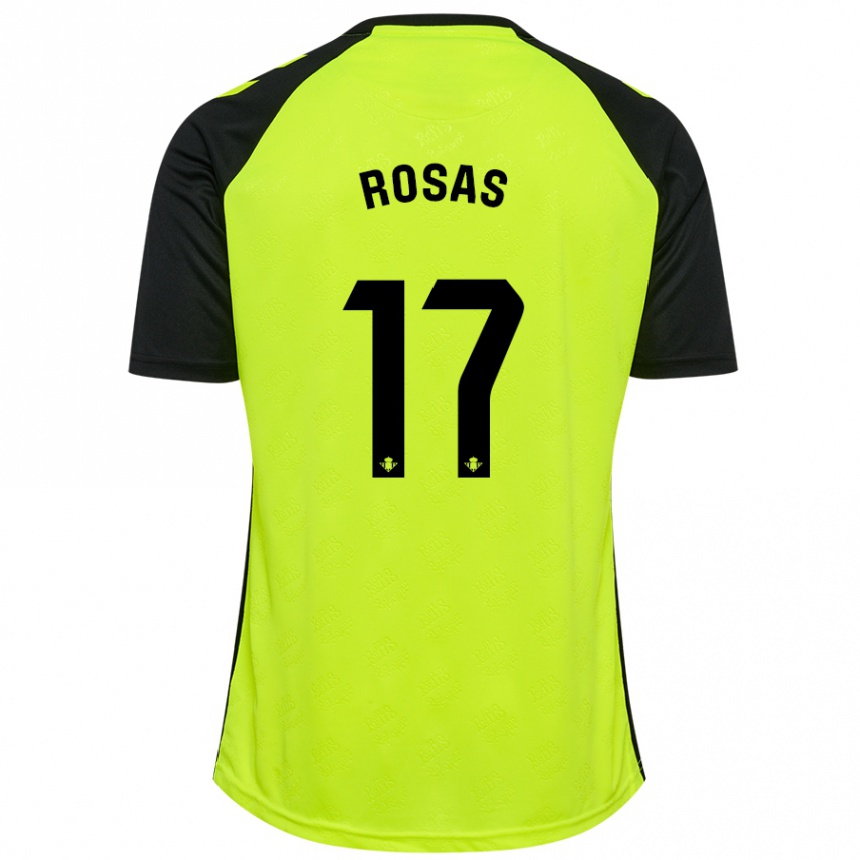 Gyermek Labdarúgás Berto Rosas #17 Fluoreszkáló Sárga Fekete Idegenbeli Jersey 2024/25 Mez Póló Ing