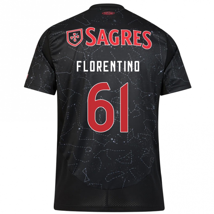 Gyermek Labdarúgás Florentino #61 Fekete Piros Idegenbeli Jersey 2024/25 Mez Póló Ing