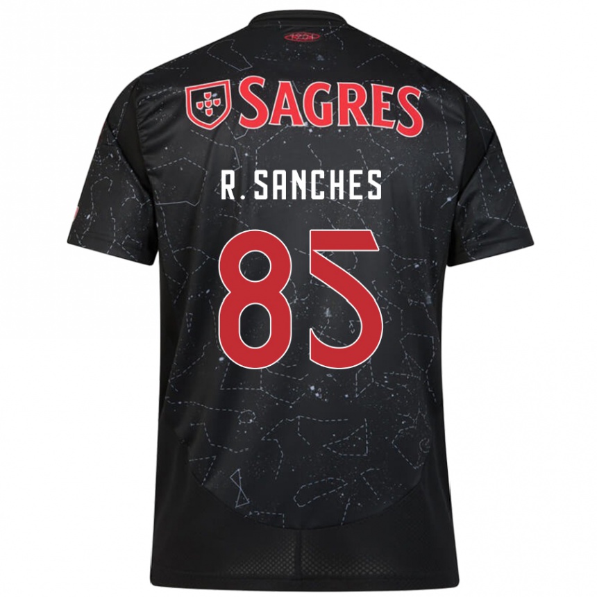 Gyermek Labdarúgás Renato Sanches #85 Fekete Piros Idegenbeli Jersey 2024/25 Mez Póló Ing