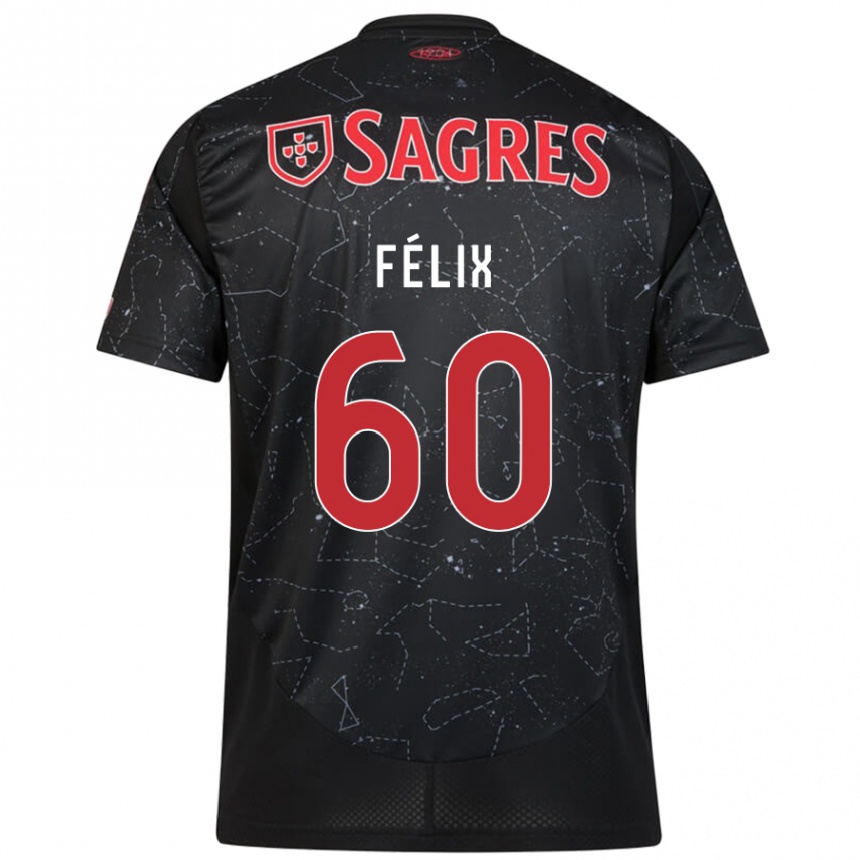 Gyermek Labdarúgás Nuno Félix #60 Fekete Piros Idegenbeli Jersey 2024/25 Mez Póló Ing