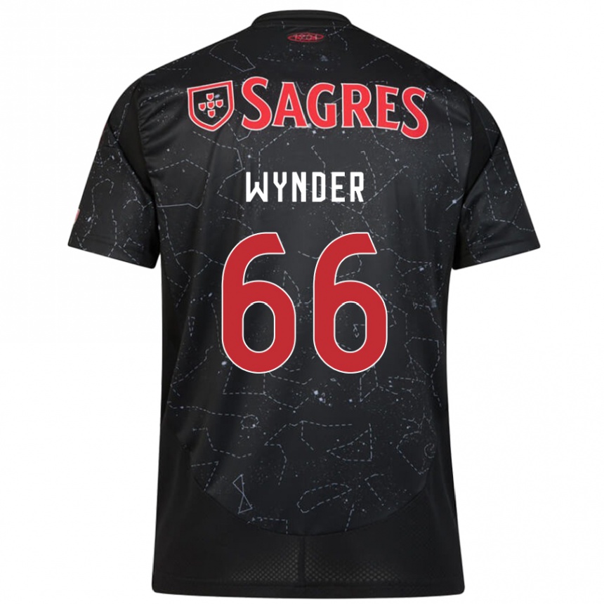 Gyermek Labdarúgás Joshua Wynder #66 Fekete Piros Idegenbeli Jersey 2024/25 Mez Póló Ing