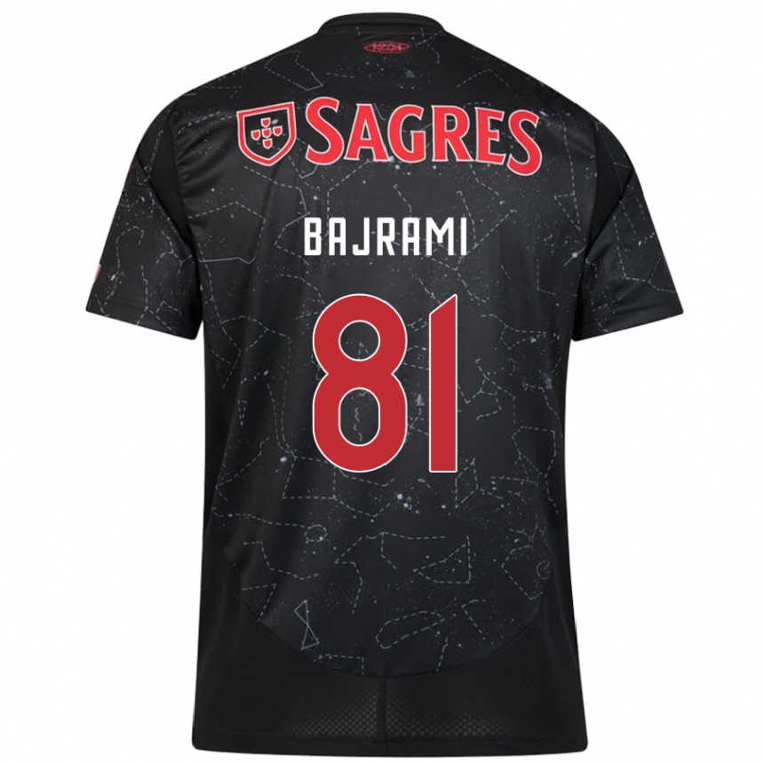 Gyermek Labdarúgás Adrian Bajrami #81 Fekete Piros Idegenbeli Jersey 2024/25 Mez Póló Ing