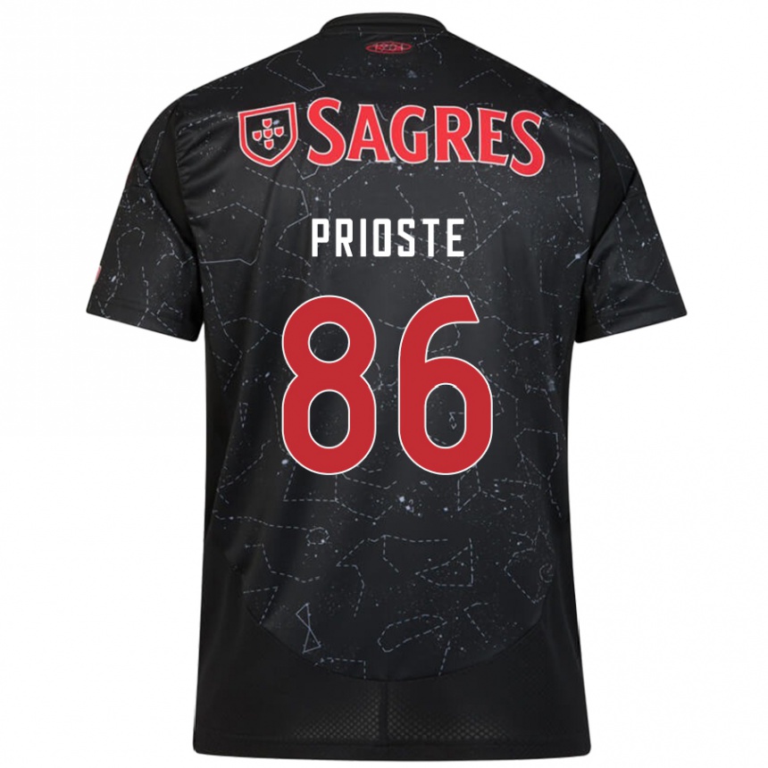 Gyermek Labdarúgás Diogo Prioste #86 Fekete Piros Idegenbeli Jersey 2024/25 Mez Póló Ing