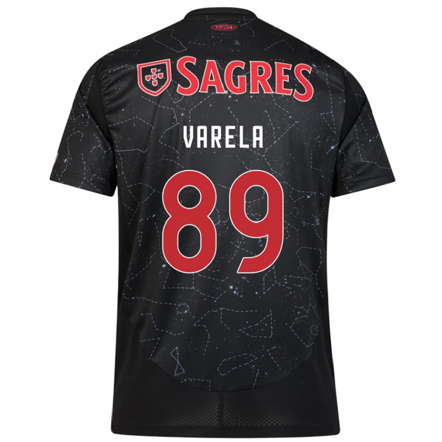 Gyermek Labdarúgás Gustavo Varela #89 Fekete Piros Idegenbeli Jersey 2024/25 Mez Póló Ing