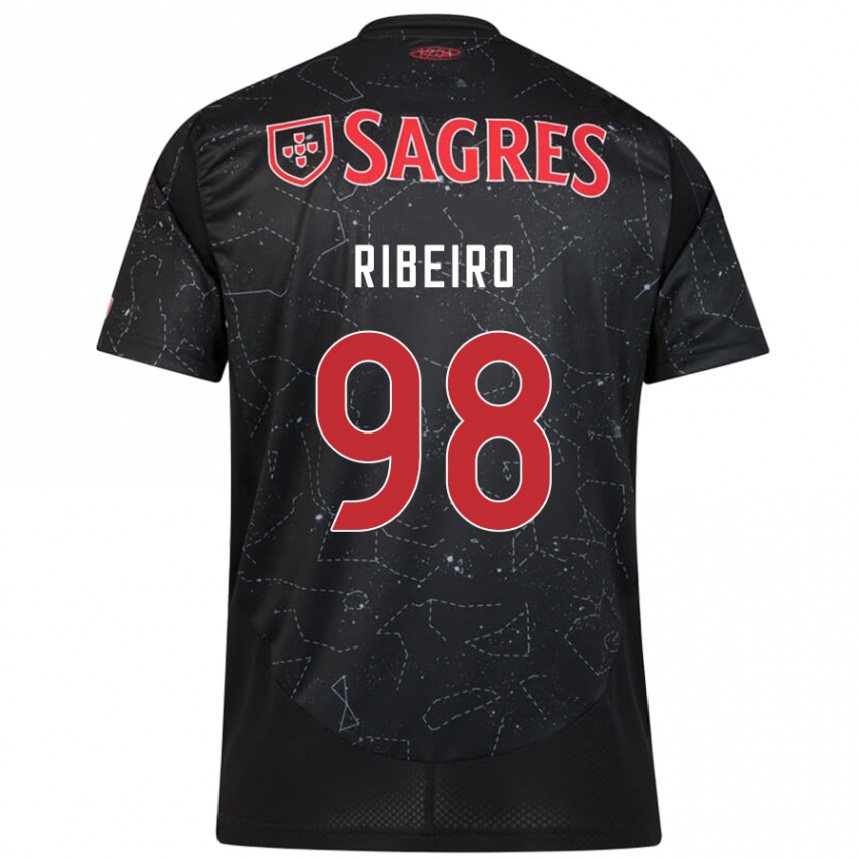 Gyermek Labdarúgás Ricardo Ribeiro #98 Fekete Piros Idegenbeli Jersey 2024/25 Mez Póló Ing