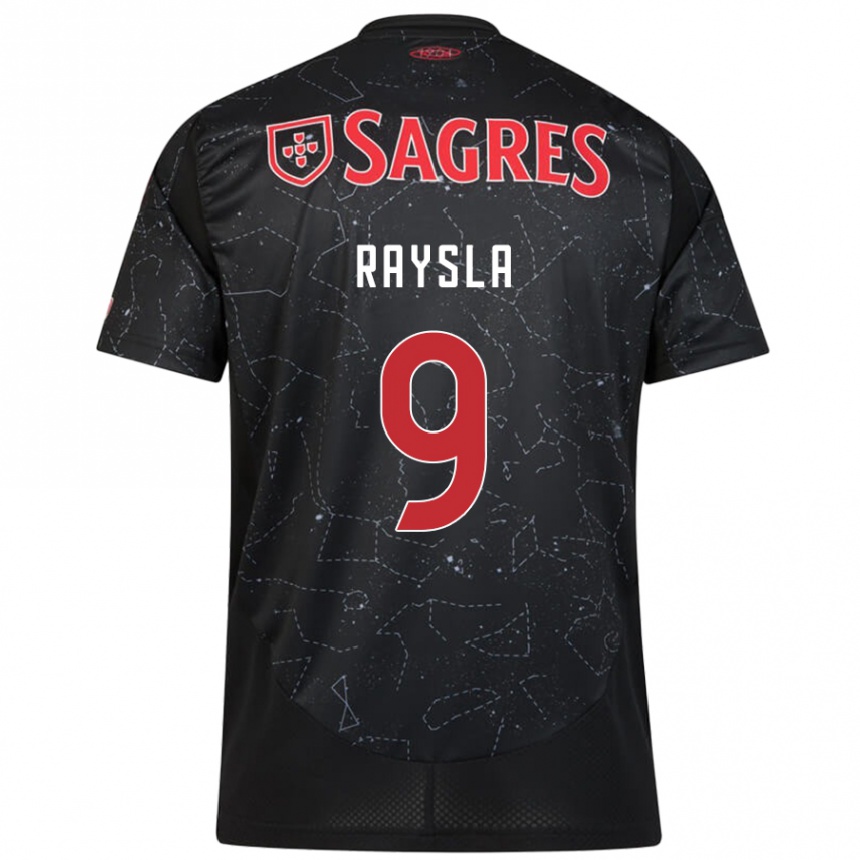 Gyermek Labdarúgás Nycole Raysla #9 Fekete Piros Idegenbeli Jersey 2024/25 Mez Póló Ing