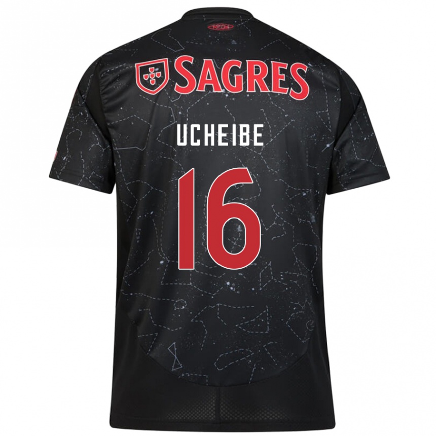 Gyermek Labdarúgás Christy Ucheibe #16 Fekete Piros Idegenbeli Jersey 2024/25 Mez Póló Ing