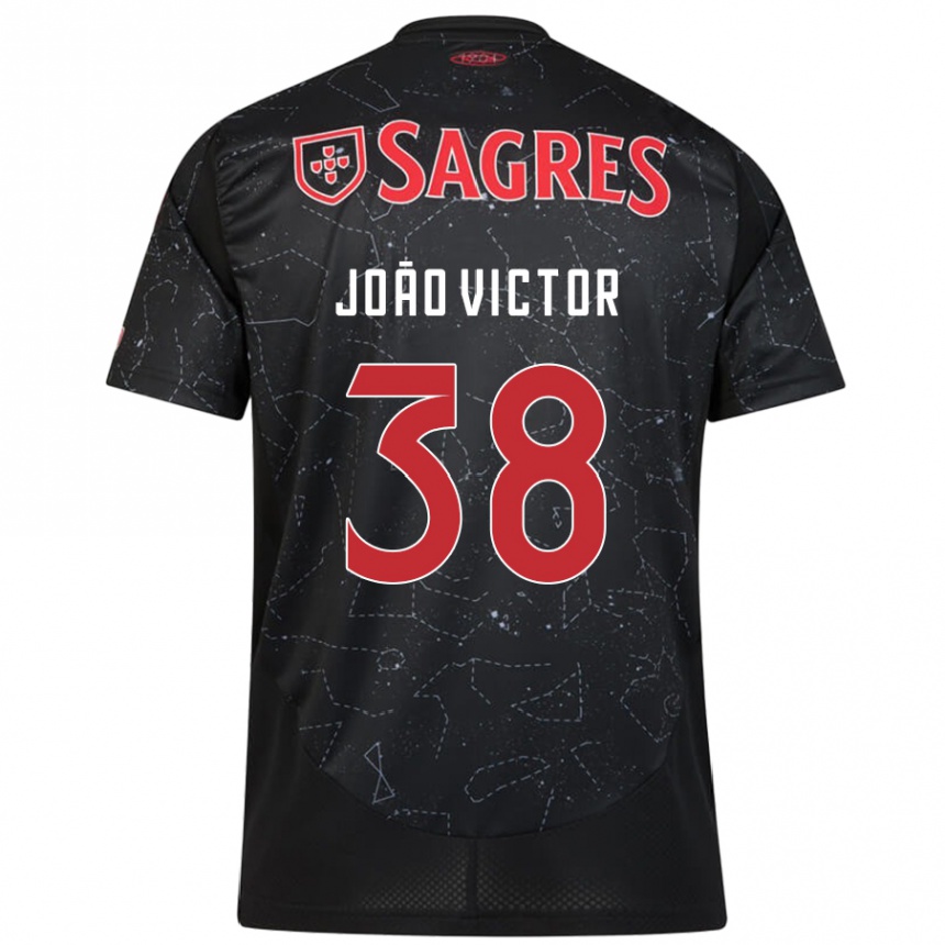 Gyermek Labdarúgás João Victor #38 Fekete Piros Idegenbeli Jersey 2024/25 Mez Póló Ing