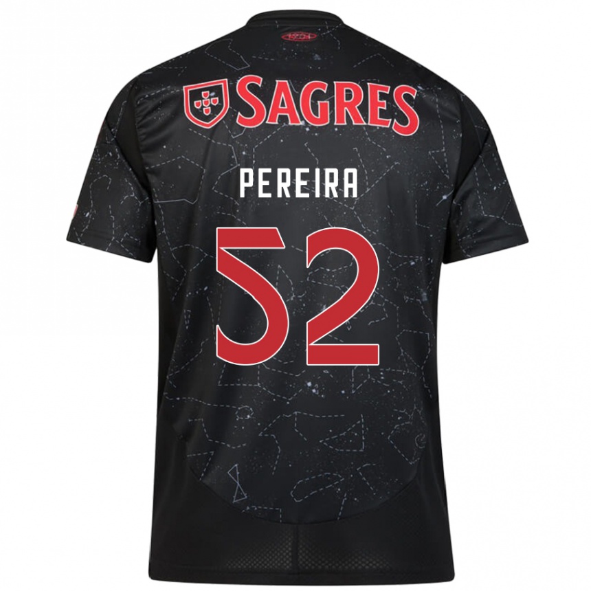 Gyermek Labdarúgás Henrique Pereira #52 Fekete Piros Idegenbeli Jersey 2024/25 Mez Póló Ing