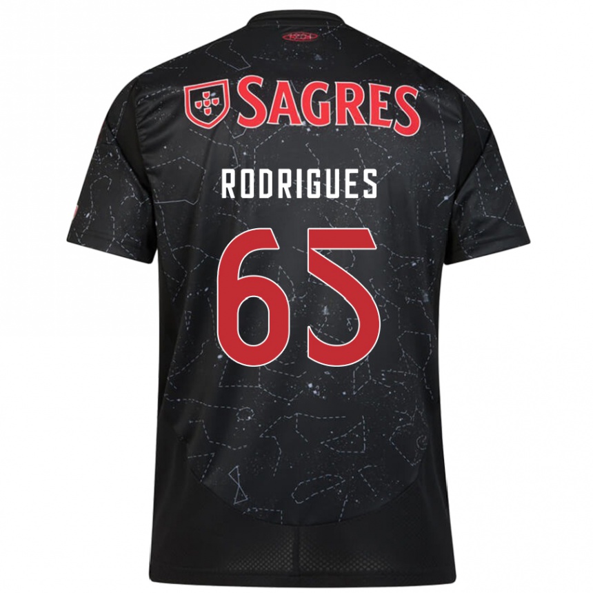 Gyermek Labdarúgás Rafael Rodrigues #65 Fekete Piros Idegenbeli Jersey 2024/25 Mez Póló Ing