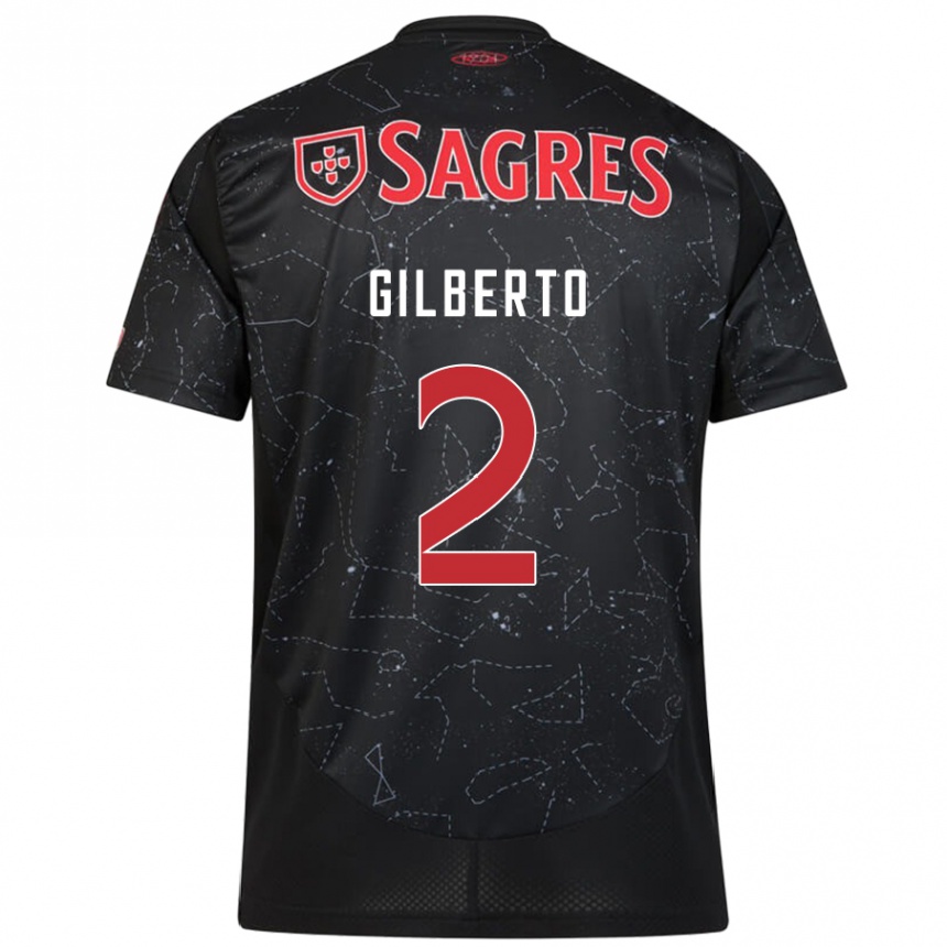 Gyermek Labdarúgás Gilberto #2 Fekete Piros Idegenbeli Jersey 2024/25 Mez Póló Ing