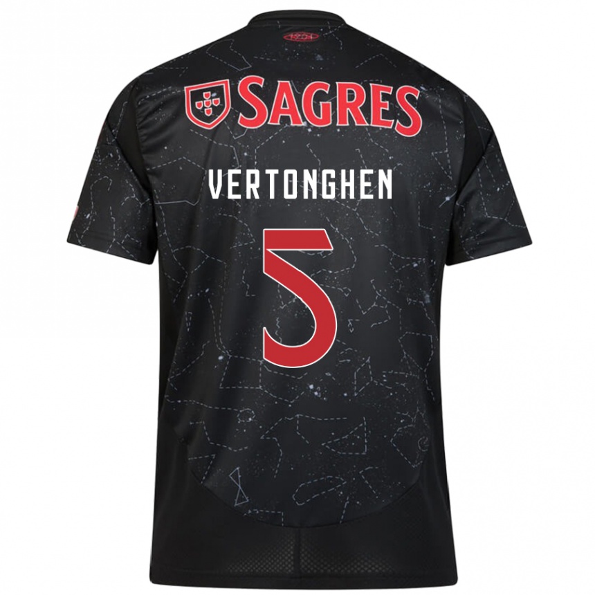 Gyermek Labdarúgás Jan Vertonghen #5 Fekete Piros Idegenbeli Jersey 2024/25 Mez Póló Ing