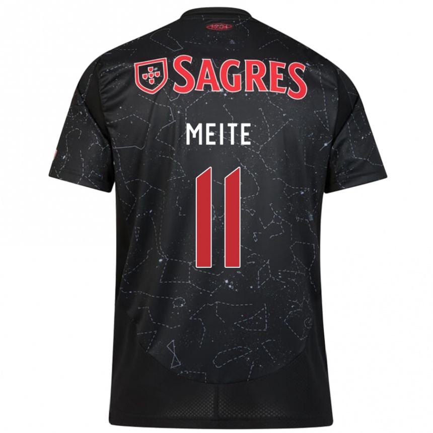 Gyermek Labdarúgás Soualiho Meite #11 Fekete Piros Idegenbeli Jersey 2024/25 Mez Póló Ing