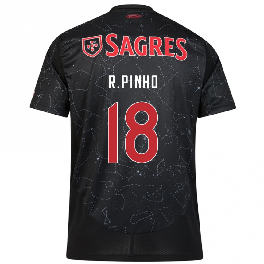 Gyermek Labdarúgás Rodrigo Pinho #18 Fekete Piros Idegenbeli Jersey 2024/25 Mez Póló Ing