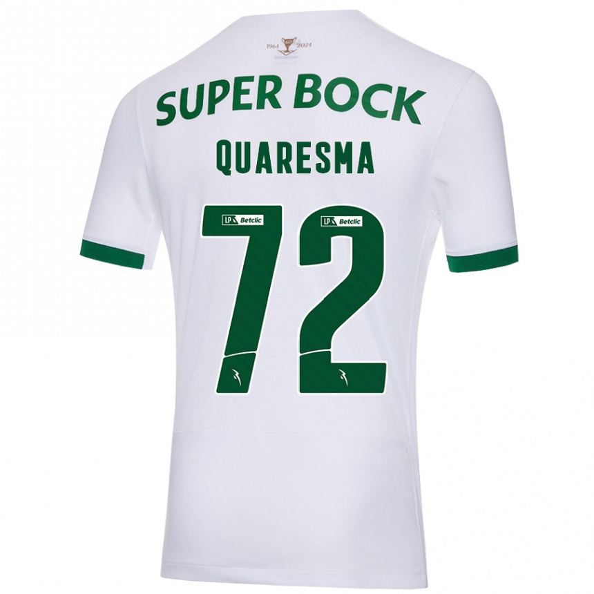 Gyermek Labdarúgás Eduardo Quaresma #72 Fehér Zöld Idegenbeli Jersey 2024/25 Mez Póló Ing