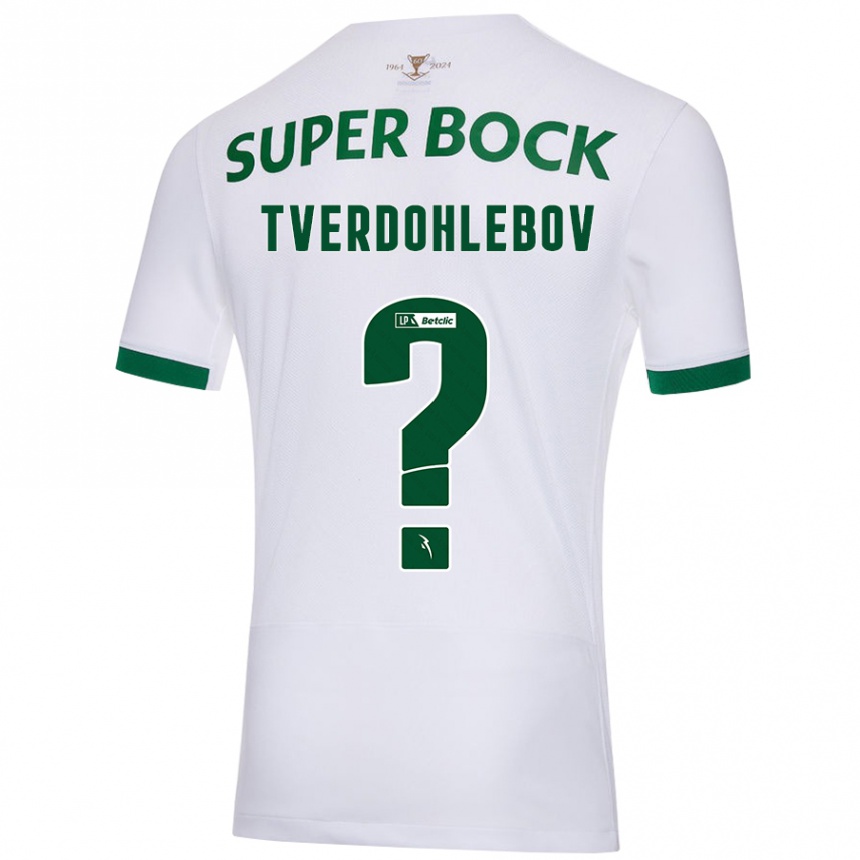 Gyermek Labdarúgás Alex Tverdohlebov #0 Fehér Zöld Idegenbeli Jersey 2024/25 Mez Póló Ing