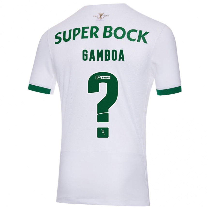 Gyermek Labdarúgás Sandro Gamboa #0 Fehér Zöld Idegenbeli Jersey 2024/25 Mez Póló Ing