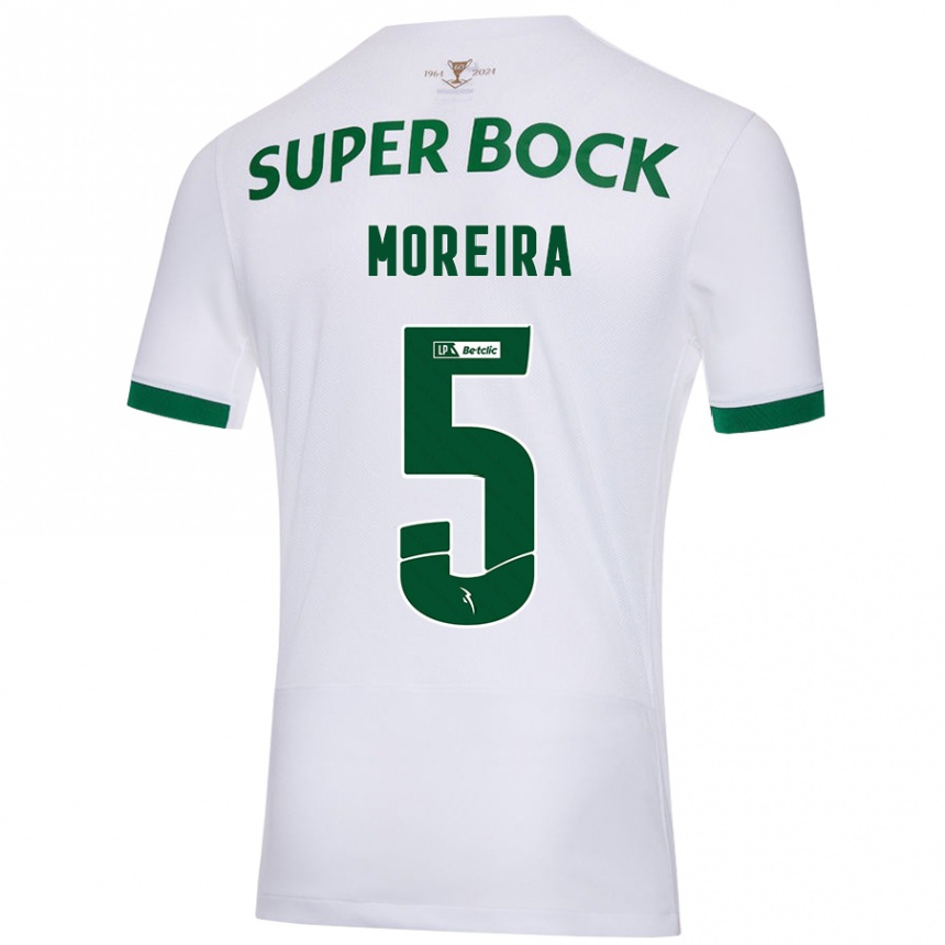 Gyermek Labdarúgás David Moreira #5 Fehér Zöld Idegenbeli Jersey 2024/25 Mez Póló Ing