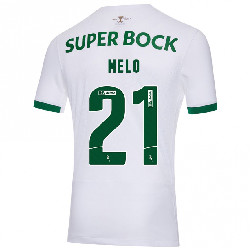 Gyermek Labdarúgás Gabriel Melo #21 Fehér Zöld Idegenbeli Jersey 2024/25 Mez Póló Ing