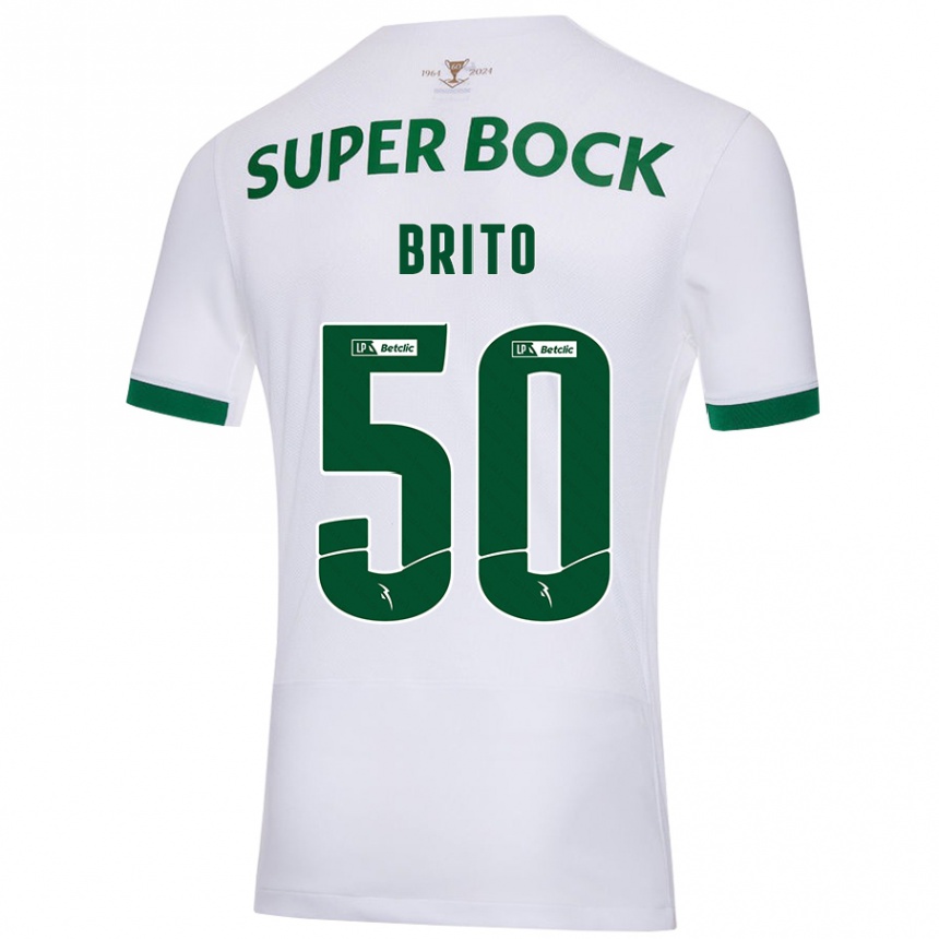 Gyermek Labdarúgás Alexandre Brito #50 Fehér Zöld Idegenbeli Jersey 2024/25 Mez Póló Ing