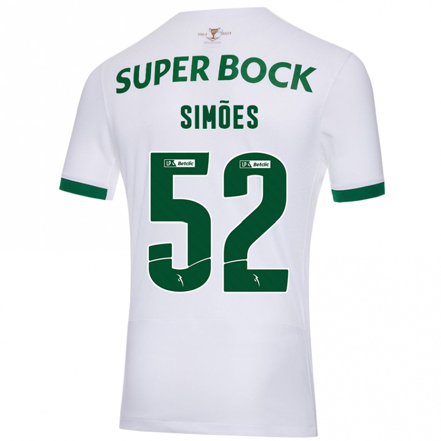 Gyermek Labdarúgás João Simões #52 Fehér Zöld Idegenbeli Jersey 2024/25 Mez Póló Ing