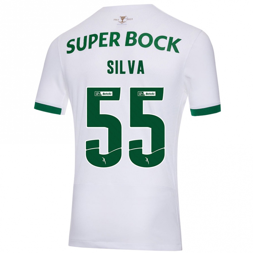 Gyermek Labdarúgás José Silva #55 Fehér Zöld Idegenbeli Jersey 2024/25 Mez Póló Ing