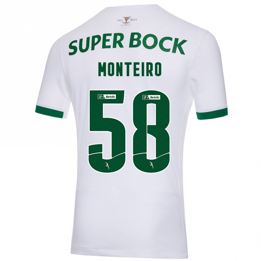 Gyermek Labdarúgás David Monteiro #58 Fehér Zöld Idegenbeli Jersey 2024/25 Mez Póló Ing