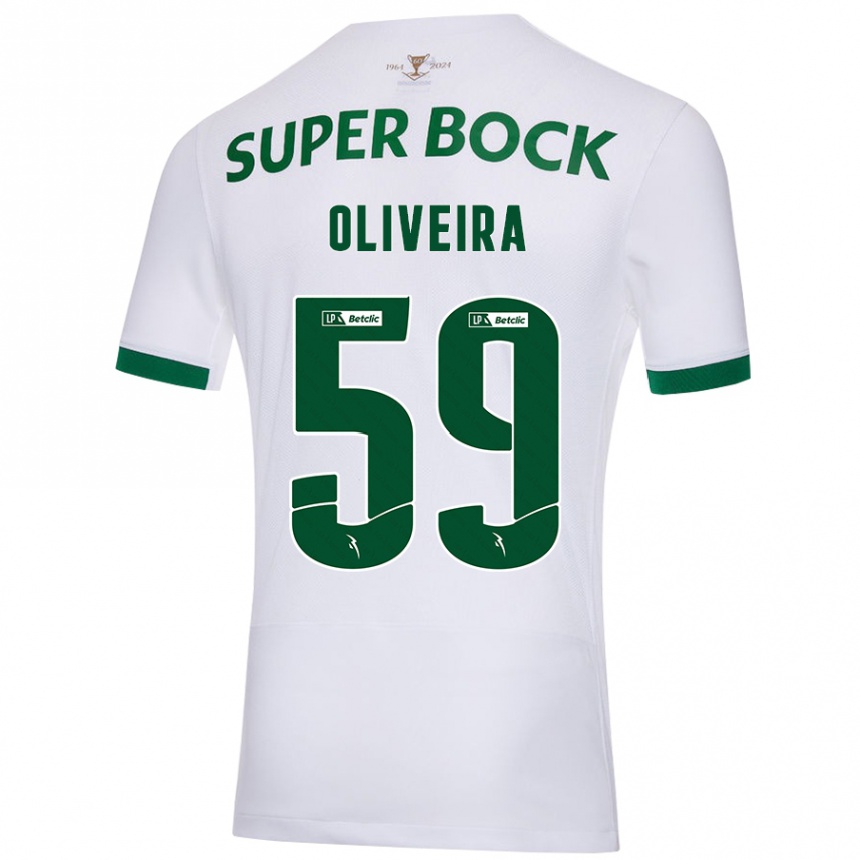 Gyermek Labdarúgás Kauã Oliveira #59 Fehér Zöld Idegenbeli Jersey 2024/25 Mez Póló Ing