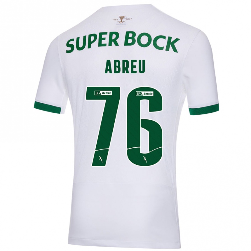 Gyermek Labdarúgás Diogo Abreu #76 Fehér Zöld Idegenbeli Jersey 2024/25 Mez Póló Ing