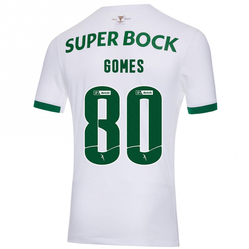 Gyermek Labdarúgás Luís Gomes #80 Fehér Zöld Idegenbeli Jersey 2024/25 Mez Póló Ing